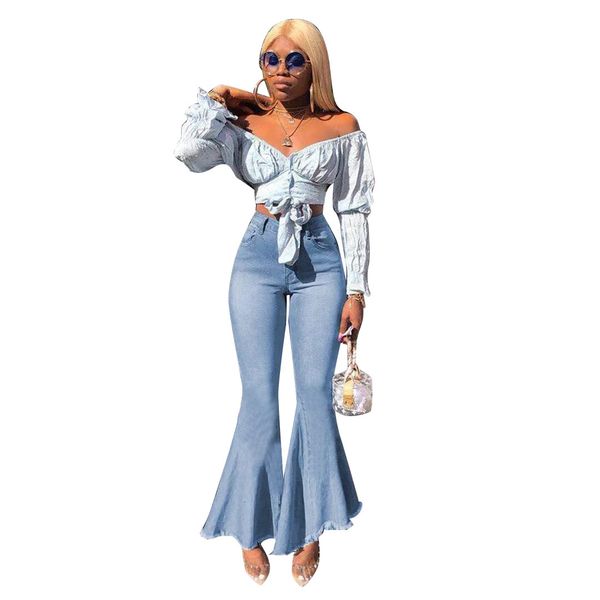 spring autumn fashion women flare jeans light washed ripped elastic denim bell bottom high waist pants for lady girls ankle length, Blue
spring autumn fashion women flare jeans light washed ripped elastic denim bell bottom high waist pants for lady girls ankle length, Blue