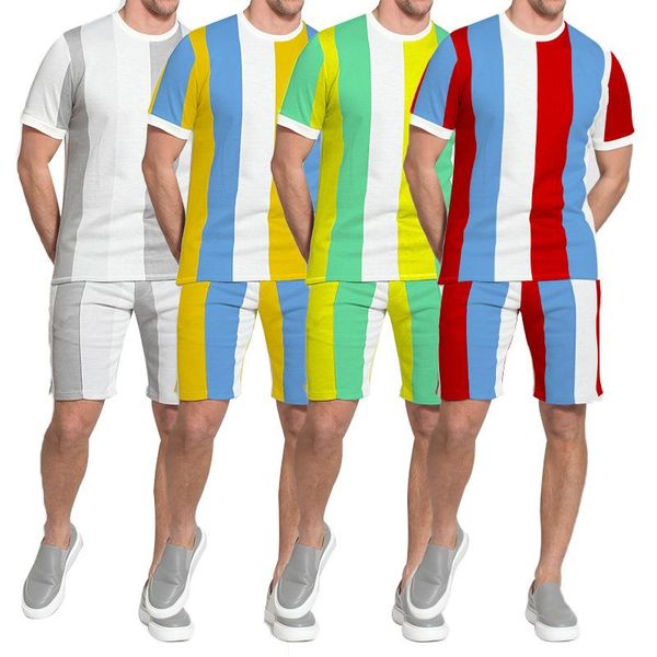 men's tracksuits 2021 summer sports and leisure suit eye-catching round neck short sleeve t-shirt trend stripe pants, Gray
men's tracksuits 2021 summer sports and leisure suit eye-catching round neck short sleeve t-shirt trend stripe pants, Gray