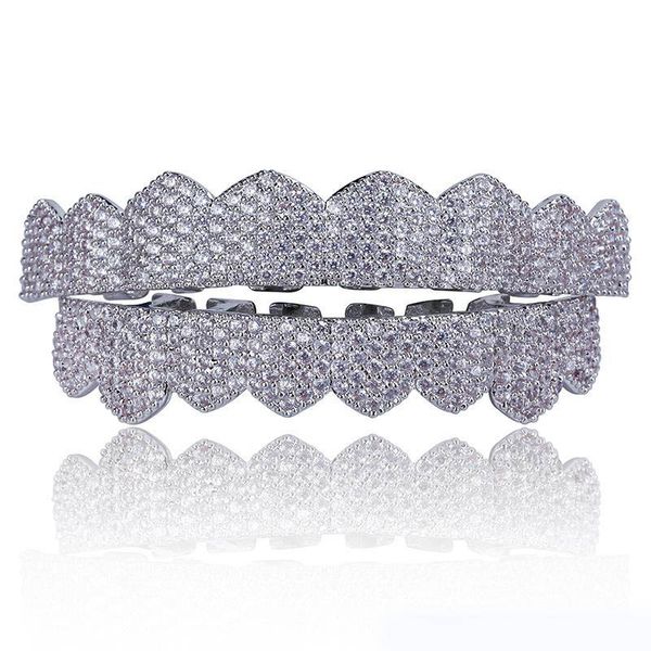 micro pave cubic zirconia silver gold color teeth grills hiphop rocker halloween iced out caps bottom fang grills set bling teeth, Black
micro pave cubic zirconia silver gold color teeth grills hiphop rocker halloween iced out caps bottom fang grills set bling teeth, Black
