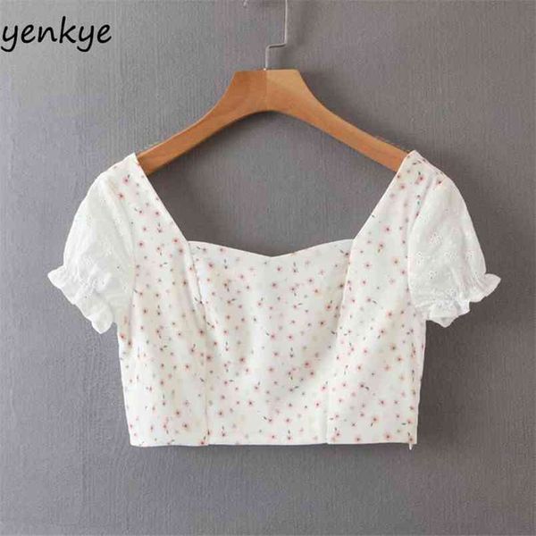 chic floral print crop women short sleeve square neck holiday summer embroidery blouse chiffon 210514, White
chic floral print crop women short sleeve square neck holiday summer embroidery blouse chiffon 210514, White