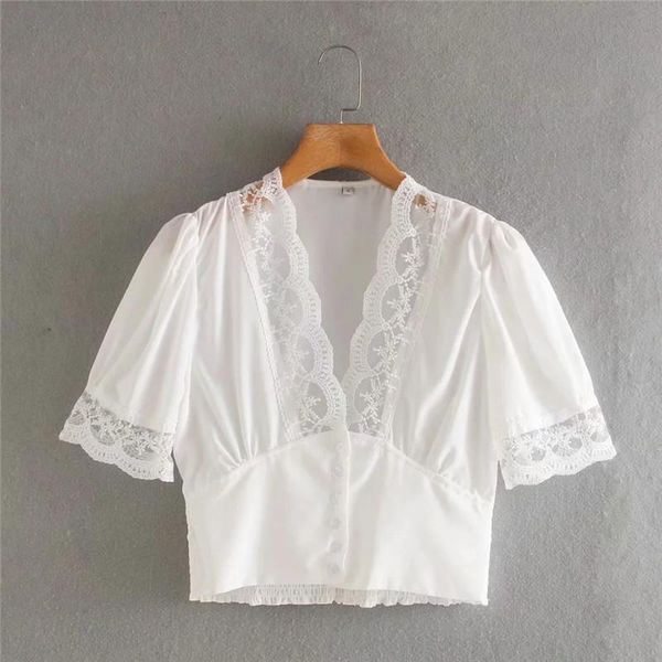 women's blouses & shirts psseewe women 2021 vintage white v neck short sleeve lace trim fashion casual elasticated with button cropp
women's blouses & shirts psseewe women 2021 vintage white v neck short sleeve lace trim fashion casual elasticated with button cropp