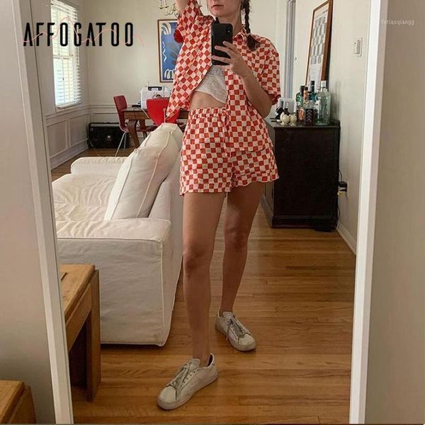 women's tracksuits affogatoo casual printed v-neck beach plaid summer short women suit two-piece sleeves female set floral lace up, Gray
women's tracksuits affogatoo casual printed v-neck beach plaid summer short women suit two-piece sleeves female set floral lace up, Gray