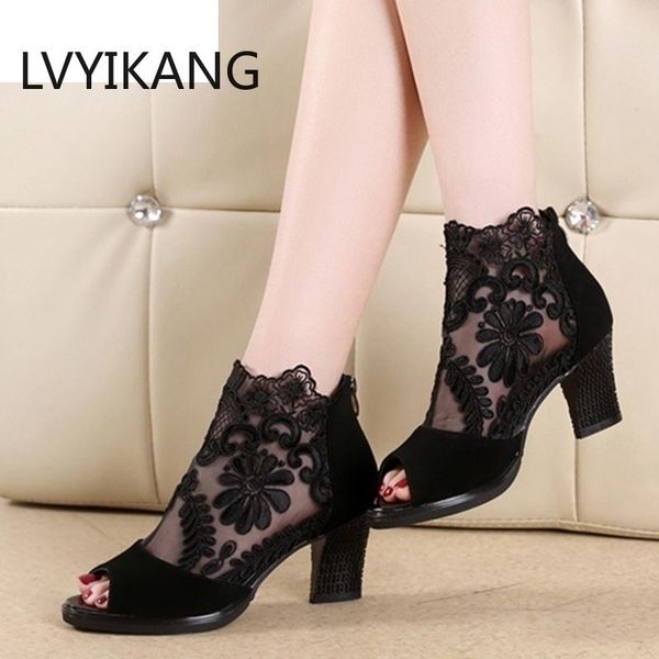 dress shoes women's spring summer fashion mesh high heel sandals fish mouth heels mid-calf shoe plus size, Black
dress shoes women's spring summer fashion mesh high heel sandals fish mouth heels mid-calf shoe plus size, Black