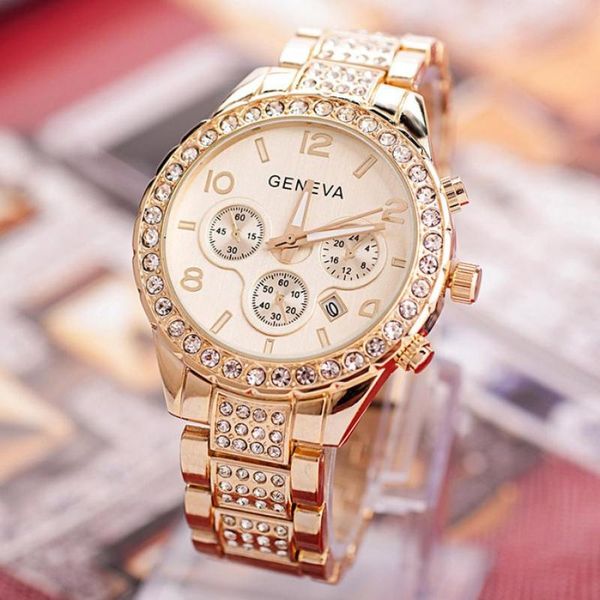 wristwatches geneva women watches crystal gold stainless steel wrist ladies watch brand diamond wristwatch clock relogio feminino #d, Slivery;brown
wristwatches geneva women watches crystal gold stainless steel wrist ladies watch brand diamond wristwatch clock relogio feminino #d, Slivery;brown
