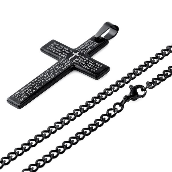 pendant necklaces retro christian jesus single titanium scripture cross necklace stainless steel black prayer choker pendants for men, Silver
pendant necklaces retro christian jesus single titanium scripture cross necklace stainless steel black prayer choker pendants for men, Silver