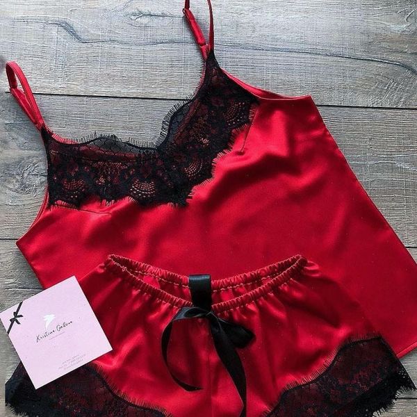 pajamas satin silk bow nightdress women sleepwear lingerie underwear spring summer set 2 piece sleepwears, Black;red
pajamas satin silk bow nightdress women sleepwear lingerie underwear spring summer set 2 piece sleepwears, Black;red