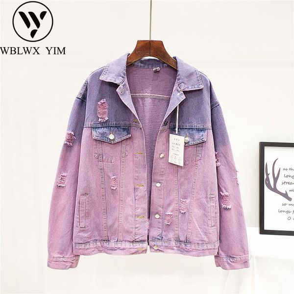 women's jackets patchwork denim jacket women street loose long sleeve coat female harajuku washed hole jeans 2021 spring, Black;brown
women's jackets patchwork denim jacket women street loose long sleeve coat female harajuku washed hole jeans 2021 spring, Black;brown