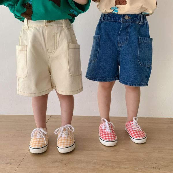 trousers summer solid color denim knee length pants boys and girls cotton loose short jeans, Blue
trousers summer solid color denim knee length pants boys and girls cotton loose short jeans, Blue
