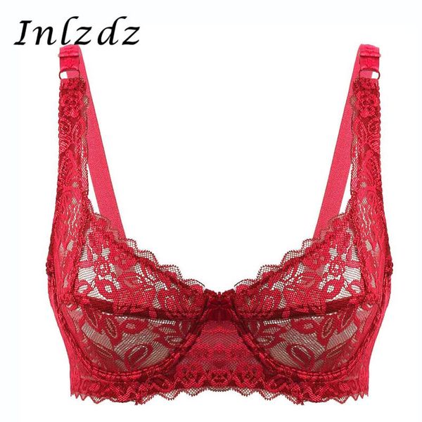 bras women's lingerie bra ultra-thin see through sheer lace adjustable spaghetti straps full cup unlined underwire, Red;black
bras women's lingerie bra ultra-thin see through sheer lace adjustable spaghetti straps full cup unlined underwire, Red;black