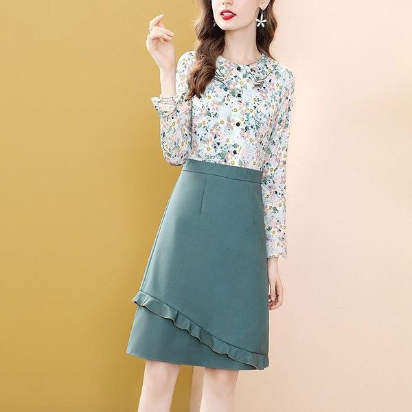 casual dresses women's spring autumn dress o-neck ruffles printed button long sleeve patchwork elegant ss3605, Black;gray
casual dresses women's spring autumn dress o-neck ruffles printed button long sleeve patchwork elegant ss3605, Black;gray