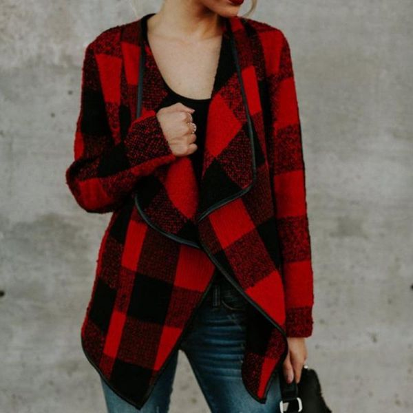 women's wool & blends women irregular plaid cardigan loose sweater jacket coat outwear long sleeve winter, Black
women's wool & blends women irregular plaid cardigan loose sweater jacket coat outwear long sleeve winter, Black