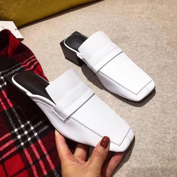 female shoes mules for women 2021 slippers casual low slides luxury basic rome rubber fabric pu hoof heels 2, Black