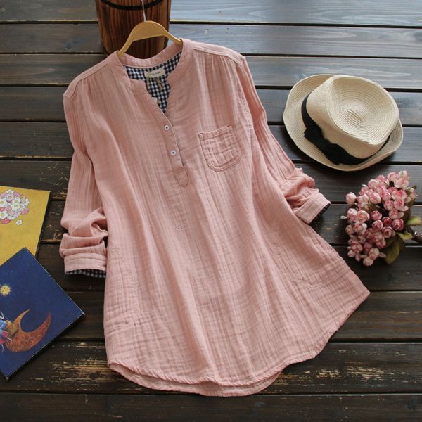 women's blouses & shirts plus size women cotton linen solid v neck long sleeve buttons pockets autumn summer loose shirt mori girl, White
women's blouses & shirts plus size women cotton linen solid v neck long sleeve buttons pockets autumn summer loose shirt mori girl, White