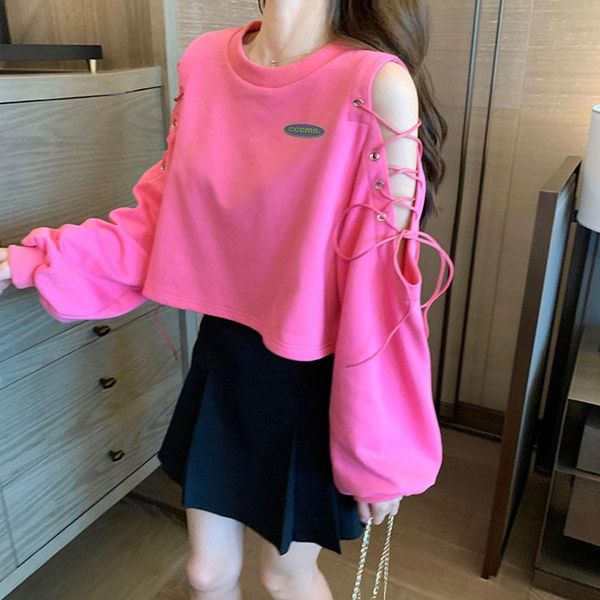 fall women korean long sleeve pink cropped y2k t shirts harajuku ladies solid loose hollow out tshirts indie women's t-shirt, White
fall women korean long sleeve pink cropped y2k t shirts harajuku ladies solid loose hollow out tshirts indie women's t-shirt, White