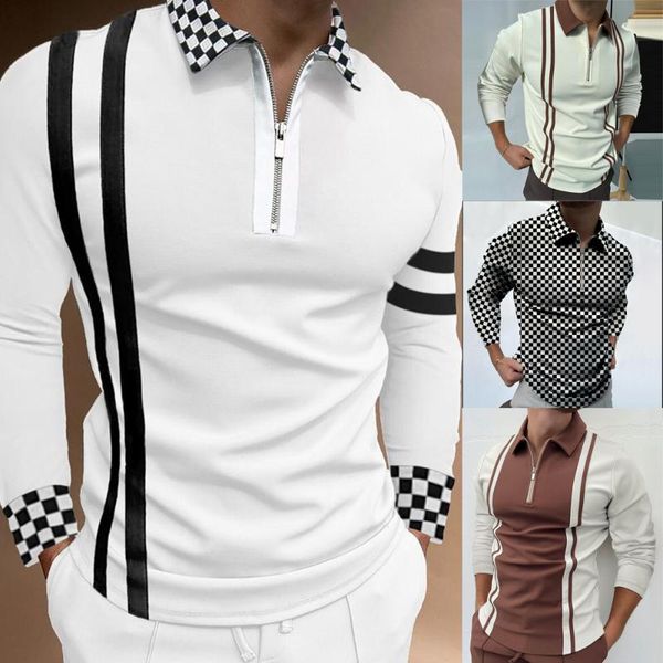 men's sweaters 2021 fashion autumn long-sleeved lapel striped plaid t-shirt slim-fit shirt men boyfriend causual tight patchwork, White;black
men's sweaters 2021 fashion autumn long-sleeved lapel striped plaid t-shirt slim-fit shirt men boyfriend causual tight patchwork, White;black