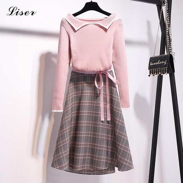 two piece dress 2021 women set 2 skirt and sweater elegant outfits knit pullover long sleeve with collar plaid winter pink suit, White
two piece dress 2021 women set 2 skirt and sweater elegant outfits knit pullover long sleeve with collar plaid winter pink suit, White