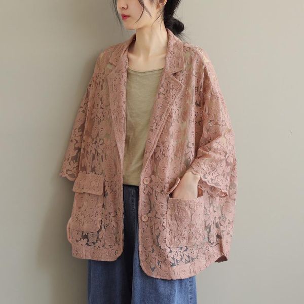 women's suits & blazers fairynatural 2021 british style fashion female floral lace blazer pink cotton linen jackets women retro coats p, White;black
women's suits & blazers fairynatural 2021 british style fashion female floral lace blazer pink cotton linen jackets women retro coats p, White;black