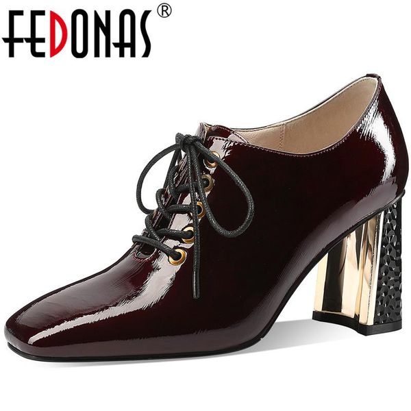 dress shoes fedonas square toe concise retro women cow patent leather cross-tied high thick heeled shallow euro style woman, Black
dress shoes fedonas square toe concise retro women cow patent leather cross-tied high thick heeled shallow euro style woman, Black