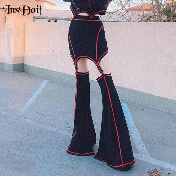women's pants & capris insdoit goth punk summer flare women cut out patchwork black trousers e girl aesthetic fashion high waist street, Black;white
women's pants & capris insdoit goth punk summer flare women cut out patchwork black trousers e girl aesthetic fashion high waist street, Black;white