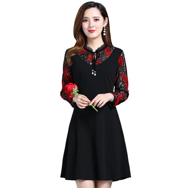 casual dresses 2021 women spring autumn dress lace long sleeve patchwork female tunic o neck a line elegant party, Black;gray
casual dresses 2021 women spring autumn dress lace long sleeve patchwork female tunic o neck a line elegant party, Black;gray