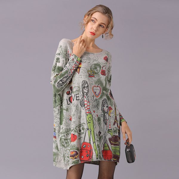 dresses girl print oversized knitwear sweater batwing sleeve long women's sweaters blouse female pull femme, Black;gray
dresses girl print oversized knitwear sweater batwing sleeve long women's sweaters blouse female pull femme, Black;gray