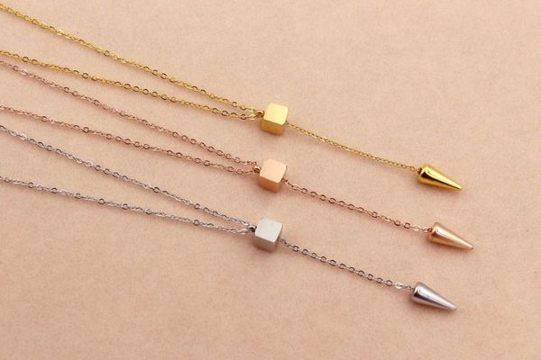 pendant necklaces fashion stainless steel rose gold color love chain square rivet necklace lady female women wedding party gift, Silver
pendant necklaces fashion stainless steel rose gold color love chain square rivet necklace lady female women wedding party gift, Silver