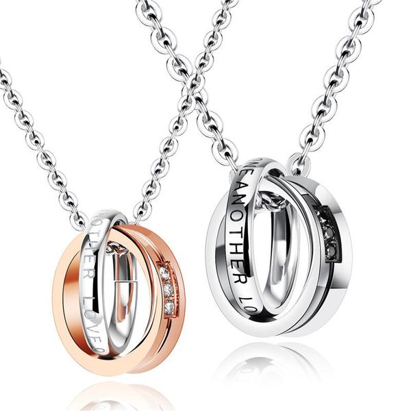 pendant necklaces modyle fashion cubic zirconia letter wedding jewelry black rose gold color stainless steel double circle pendants, Silver
pendant necklaces modyle fashion cubic zirconia letter wedding jewelry black rose gold color stainless steel double circle pendants, Silver