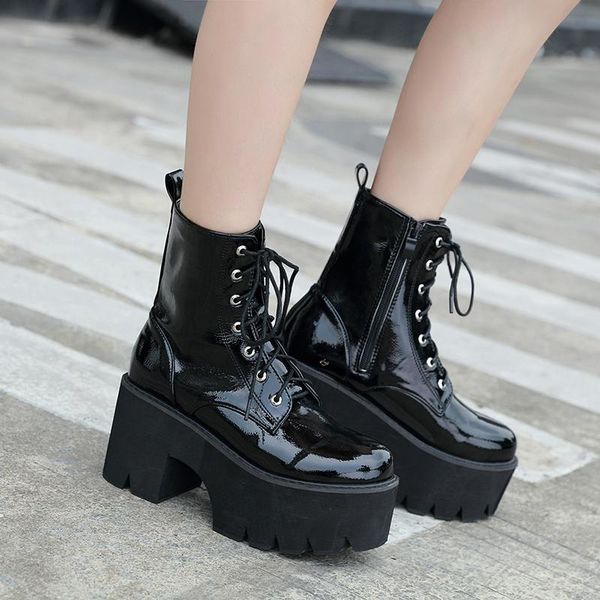boots woman lace autumn womens ladies chunky wedge platform black patent leather ankle punk goth arrival 2021 ymb267
boots woman lace autumn womens ladies chunky wedge platform black patent leather ankle punk goth arrival 2021 ymb267