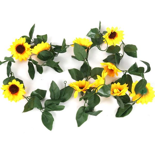225cm fake sunflower string branch artificial flowers wedding decoration helianthus annuus baby shower home garden decor flower decorative &