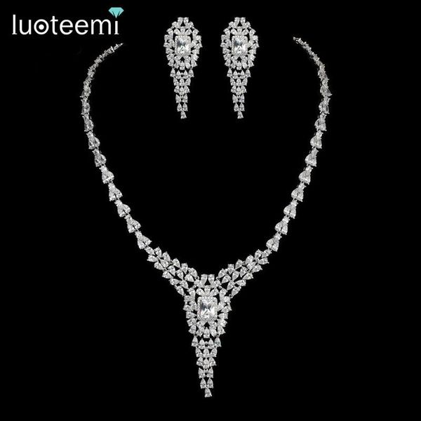 earrings & necklace luoteemi 2021 shiny cubic zirconia cz dangle earring set for women wedding bridal jewelry, Silver
earrings & necklace luoteemi 2021 shiny cubic zirconia cz dangle earring set for women wedding bridal jewelry, Silver