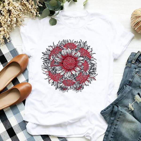 short sleeve sunflower cartoon clothing womens floral tee clothes graphic, White
short sleeve sunflower cartoon clothing womens floral tee clothes graphic, White