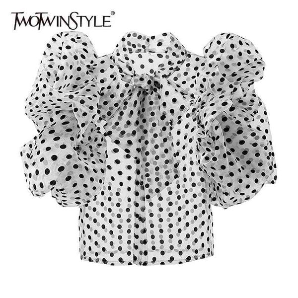 loose dot lace up bowknot shirt for women stand collar short sleeve casual chiffon blouse female fashion 210524, White
loose dot lace up bowknot shirt for women stand collar short sleeve casual chiffon blouse female fashion 210524, White