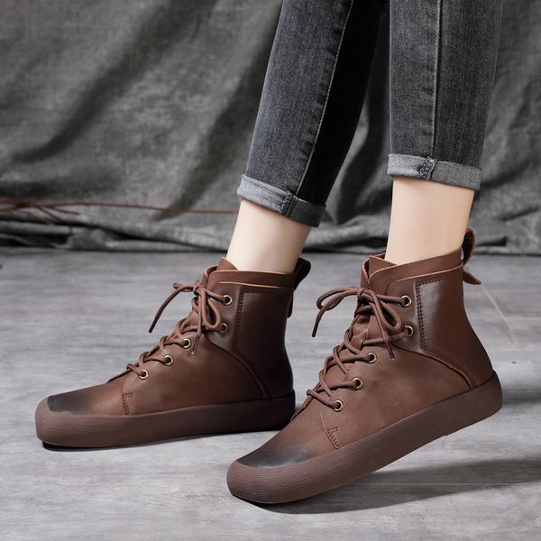 travel first layer cowhide short 2021 autumn winter flat bottomed women's leisure soft bottom lace up martin boots, Black
travel first layer cowhide short 2021 autumn winter flat bottomed women's leisure soft bottom lace up martin boots, Black