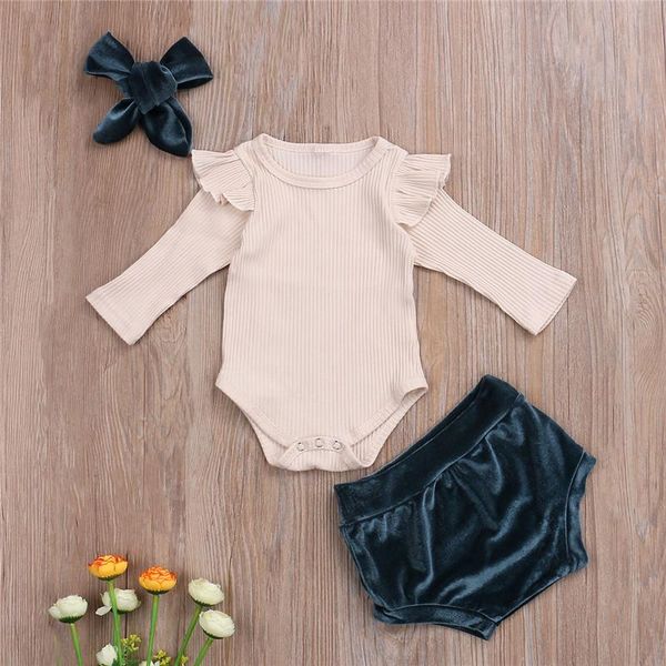 0-18m born baby girls clothes ruffle long sleeve knitted bodysuits+velet shorts+headband 3pcs clothing set sets, White
0-18m born baby girls clothes ruffle long sleeve knitted bodysuits+velet shorts+headband 3pcs clothing set sets, White