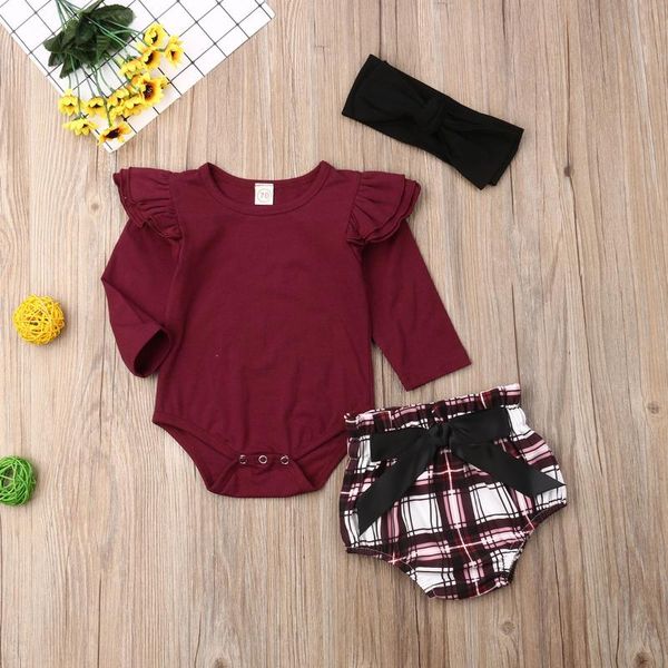 born baby girl outfits clothes bodysuit +bow shorts +headband autumn set clothing sets, White
born baby girl outfits clothes bodysuit +bow shorts +headband autumn set clothing sets, White