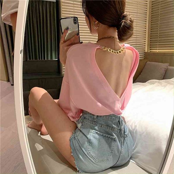 big backless loose short-sleeved chain ti shirt spring fashion casual sale 210520, White
big backless loose short-sleeved chain ti shirt spring fashion casual sale 210520, White