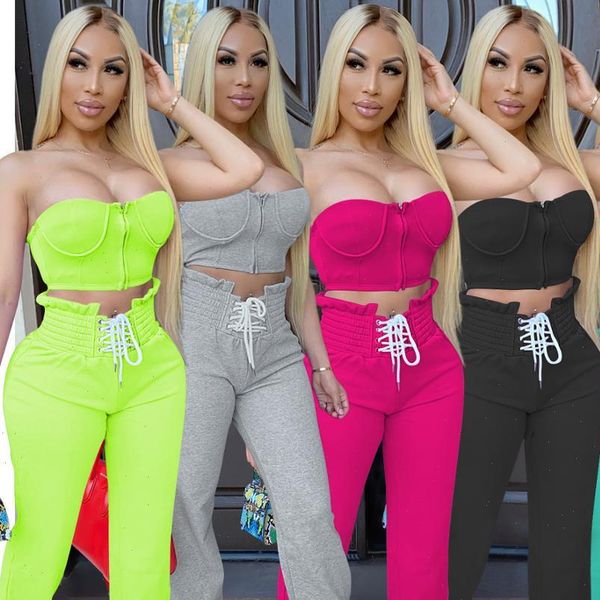 solid two piece set women tracksuits strapless crop and drawstring high waist sets streetwear, Gray
solid two piece set women tracksuits strapless crop and drawstring high waist sets streetwear, Gray