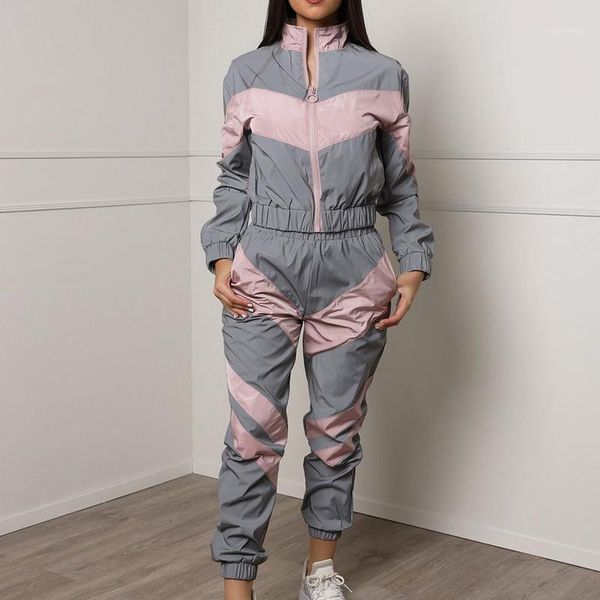 sfit women reflective splicing long sleeve zipper up trench pants 2 piece outfits night version tracksuit set streetwear1, White;red
sfit women reflective splicing long sleeve zipper up trench pants 2 piece outfits night version tracksuit set streetwear1, White;red