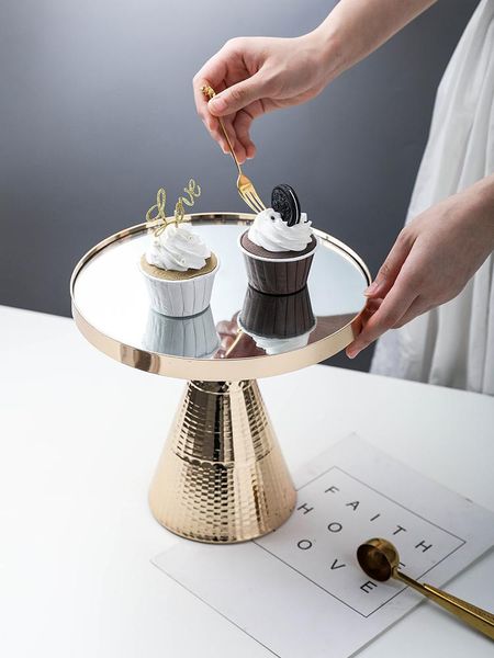 high feet golden cake stand mirror tray wedding party dessert display baking & pastry tools
high feet golden cake stand mirror tray wedding party dessert display baking & pastry tools