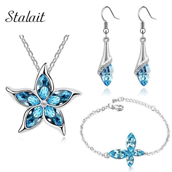 earrings & necklace silver color austrian crystal sea star pendant butterfly bracelet jewelry sets for valentine's day
earrings & necklace silver color austrian crystal sea star pendant butterfly bracelet jewelry sets for valentine's day