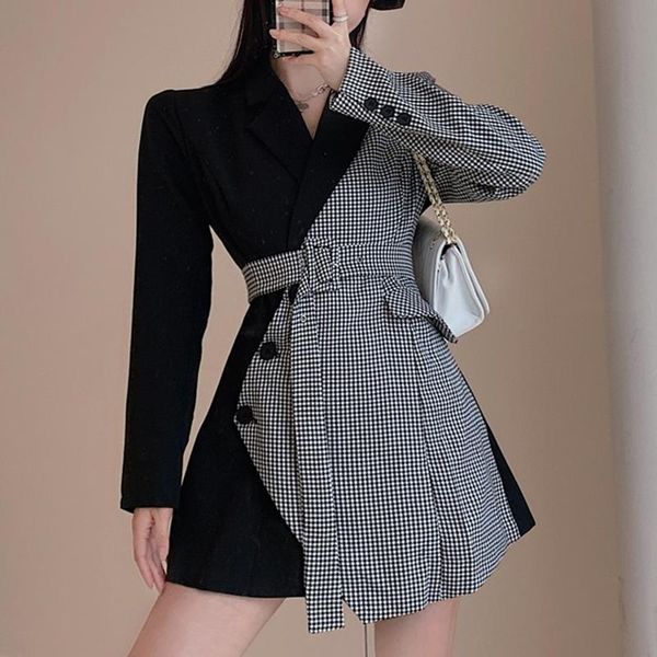 women's suits & blazers chic houndstooth patchwork women contrast color suit jackets with belt plus size office lady blazer feminino, White;black
women's suits & blazers chic houndstooth patchwork women contrast color suit jackets with belt plus size office lady blazer feminino, White;black