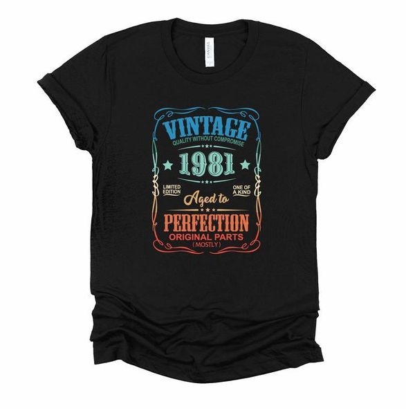 women's t-shirt vintage 1981 t shirt 40th birthday gift party 40 years old tee limited edition one of a kind for women gothic summer, White
women's t-shirt vintage 1981 t shirt 40th birthday gift party 40 years old tee limited edition one of a kind for women gothic summer, White