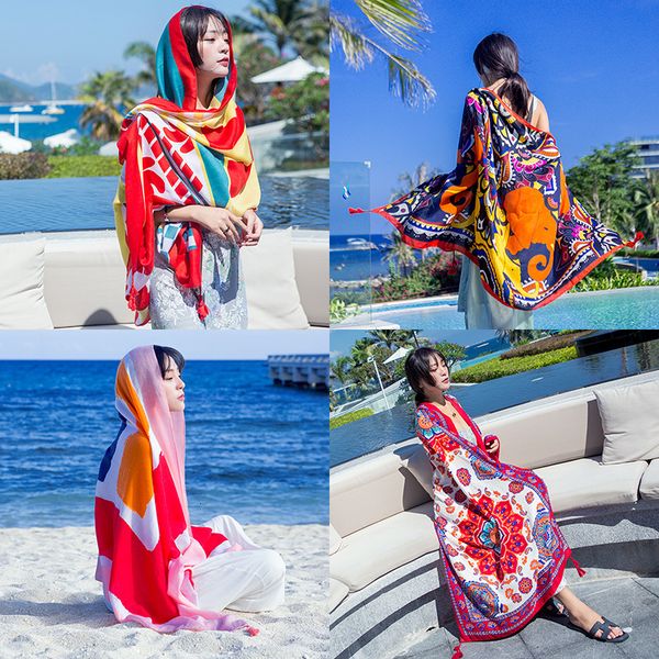 national style 2021 summer autumn seaside sun shading po beach towel tourism shawl silk scarf, Blue;gray
national style 2021 summer autumn seaside sun shading po beach towel tourism shawl silk scarf, Blue;gray