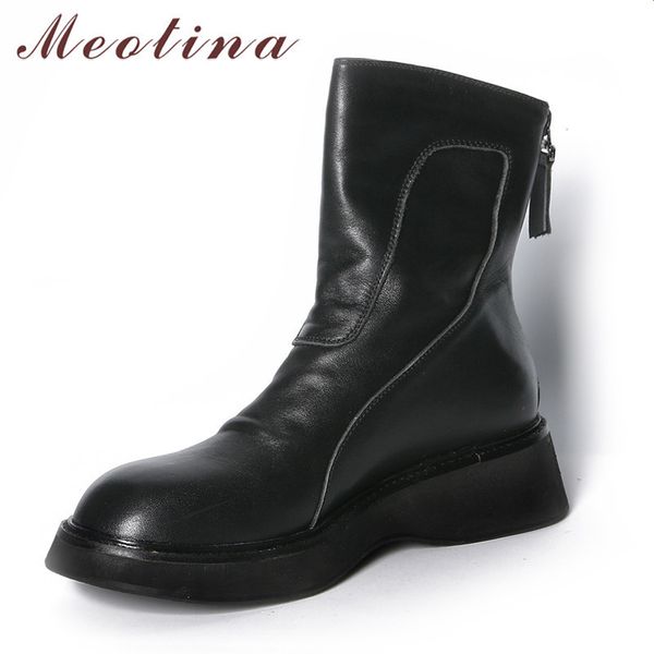 meotina genuine leather platform mid heel ankle boots women shoes zipper chunky heels short boots female autumn winter black 40 210520
meotina genuine leather platform mid heel ankle boots women shoes zipper chunky heels short boots female autumn winter black 40 210520