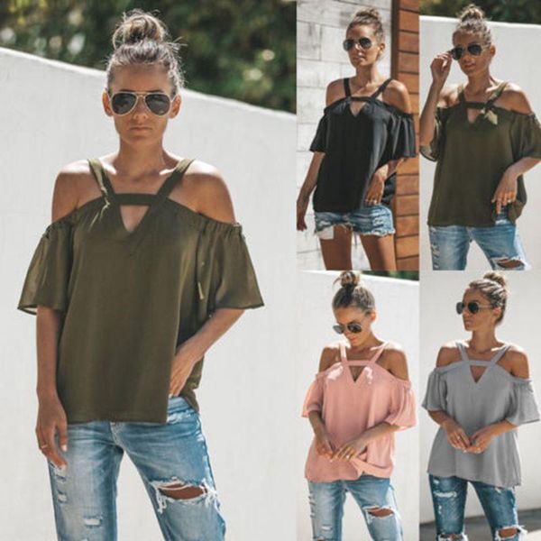 women's blouses & shirts women off shoulder chiffon blouse short sleeve black gray pink loose pullover summer casual hollow out, White
women's blouses & shirts women off shoulder chiffon blouse short sleeve black gray pink loose pullover summer casual hollow out, White