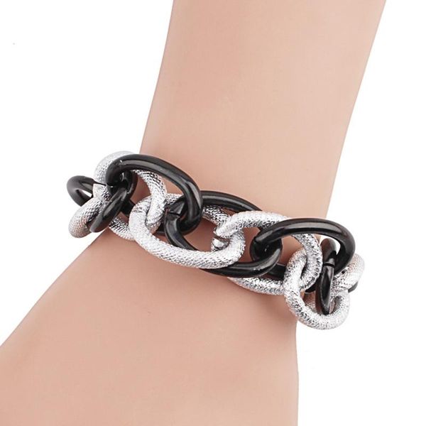 bangle frosted stitching multicolor bracelet retro hip-hop rainbow acrylic aluminum chain personality trendy buckle, Black
bangle frosted stitching multicolor bracelet retro hip-hop rainbow acrylic aluminum chain personality trendy buckle, Black