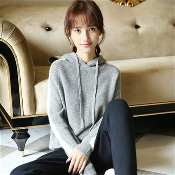 pure cashmere thick knit women fashion hooded loose pullover sweater patchwork sleeve solid color s-xl women's sweaters, White;black
pure cashmere thick knit women fashion hooded loose pullover sweater patchwork sleeve solid color s-xl women's sweaters, White;black