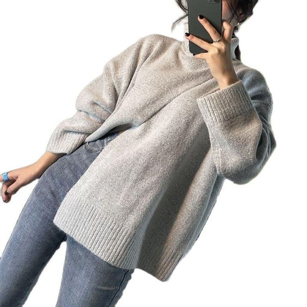 women's sweaters casual loose pullover women two-wear front and rear high-neck warm split knitted female 2021 winter sweater woman, White;black
women's sweaters casual loose pullover women two-wear front and rear high-neck warm split knitted female 2021 winter sweater woman, White;black