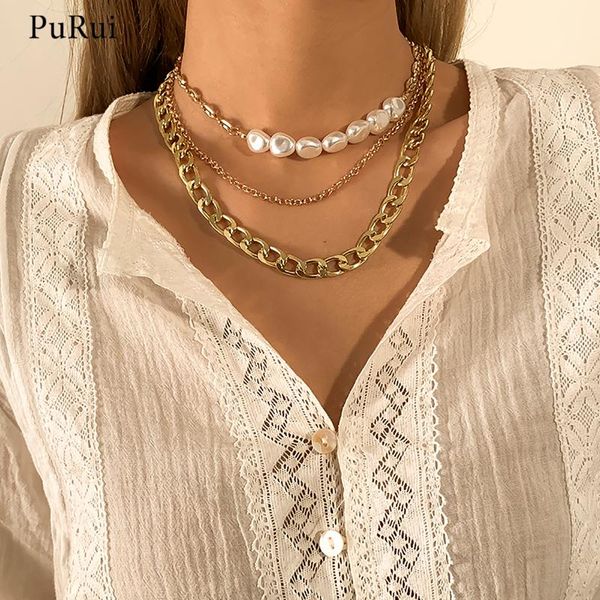 chokers purui multi layer thick chains pearl choker necklaces for women punk gold/silver color necklace on neck 2021 jewelry gift, Golden;silver
chokers purui multi layer thick chains pearl choker necklaces for women punk gold/silver color necklace on neck 2021 jewelry gift, Golden;silver