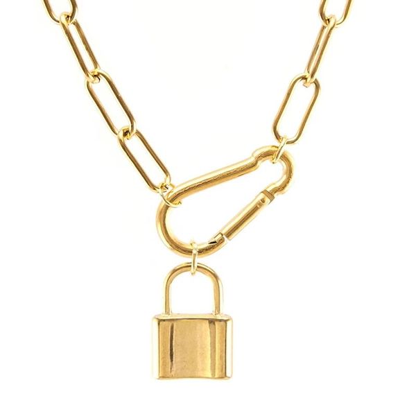 pendant necklaces stainless steel padlock lock necklace for women men gold/silver color metal carabiner chunky chain choker collier femme
pendant necklaces stainless steel padlock lock necklace for women men gold/silver color metal carabiner chunky chain choker collier femme